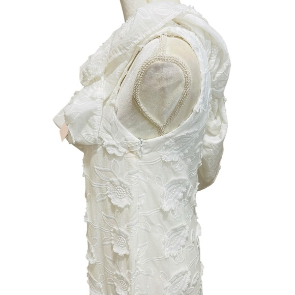 Abbey Glass Sutton Lace 3D Floral Ruffle One Shoulder Midi Dress White NWT $185 - Picture 10 of 16